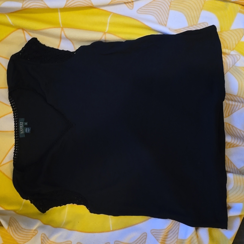 EUC - HP💫Ralph Lauren Women's Sleeveless Black Top in 2X with Crochet Detail - Picture 2 of 12